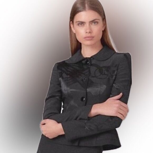 Ralph Lauren Fall 2020 Collection Black Silk Equestrian Jacquard Sylvia Jacket - Picture 15 of 16